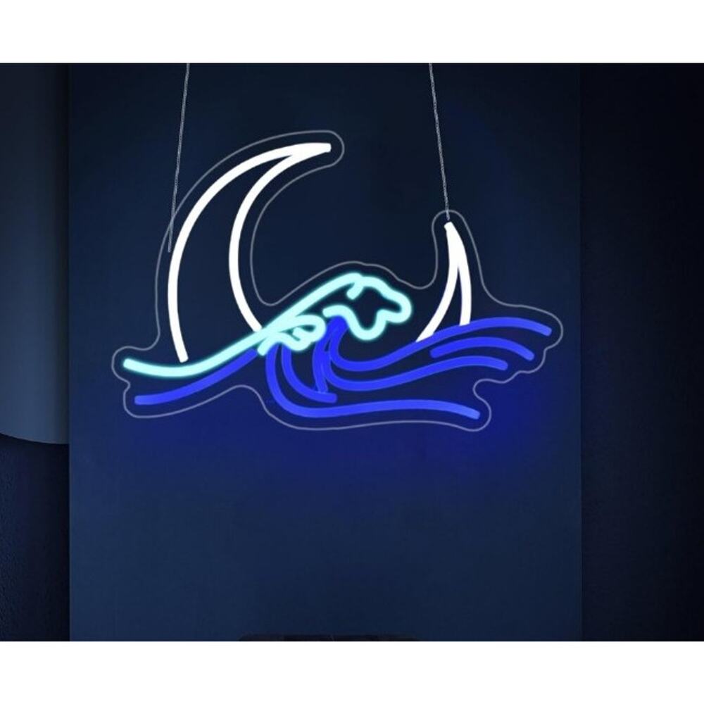 * Wave Moon LED Neon Light, Ocean Lover